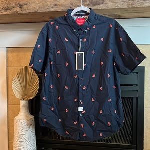 NWT Men’s denim and flower button up